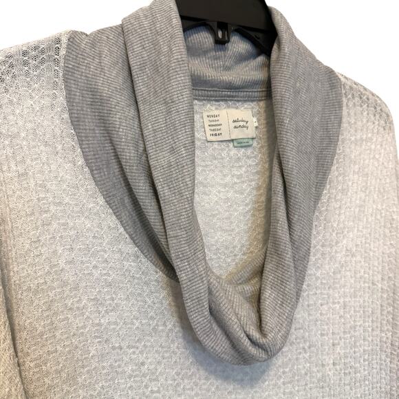 Anthropologie Saturday Sunday Waffle Cowlneck Pullover Top Small - Picture 3 of 8